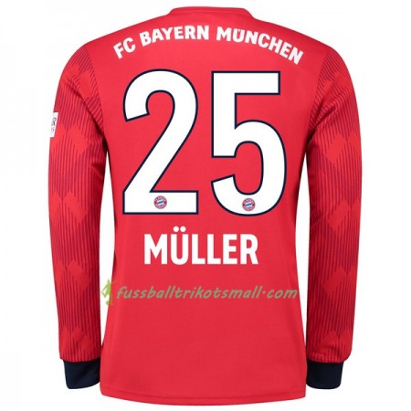 Günstige Fußballtrikots FC Bayern München Muller 25 2018-2019 Langarm Heimtrikot kaufen